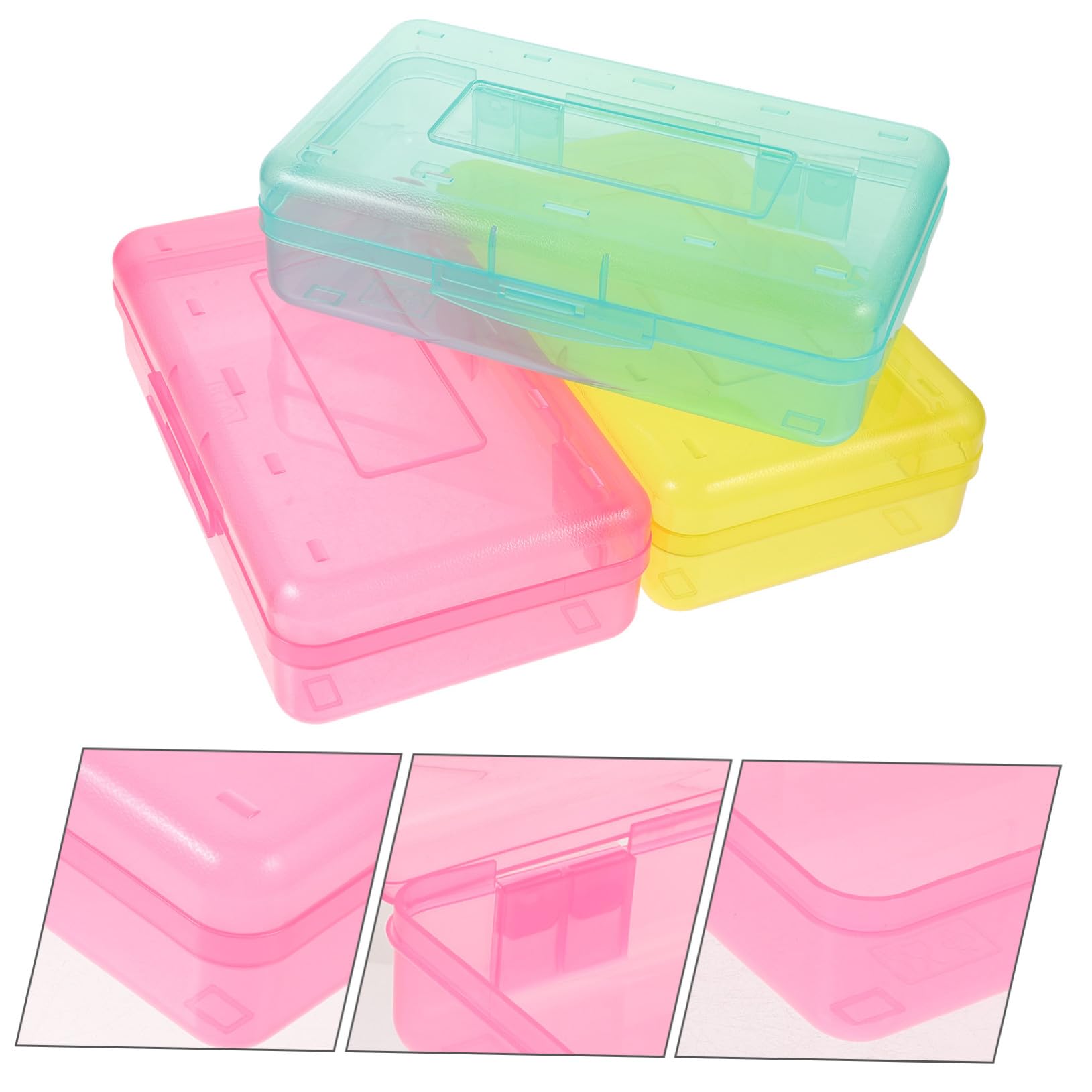 Hemobllo Contenitore Portapenne Plastico Trasparente 3 Pezzi per Scuola | Capienza Ampia, per Matite e Penne, Adatto a Ufficio e Studenti, Organizzazione Pratica per Uso Quotidiano