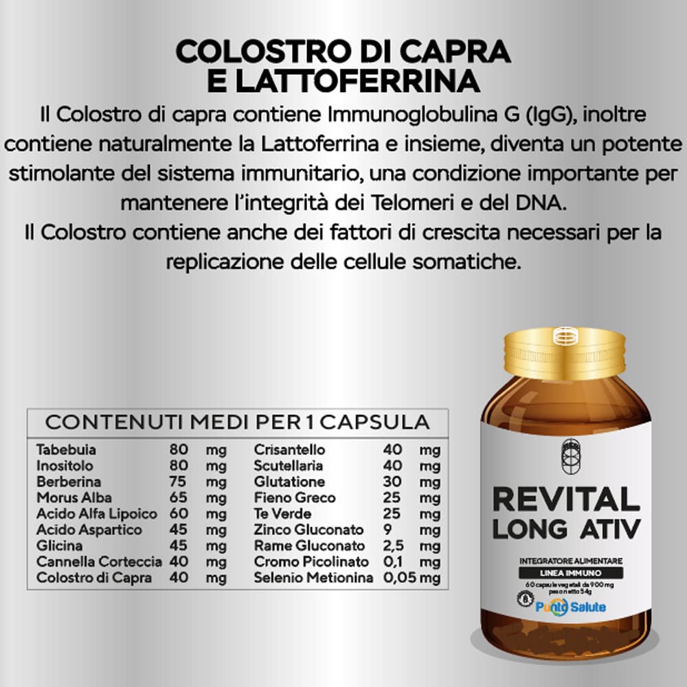 SEB - Revital Long Ativ - Integratore alimentare naturale da 60 capsule da 900 mg - Prodotto in Italia - Senza glutine