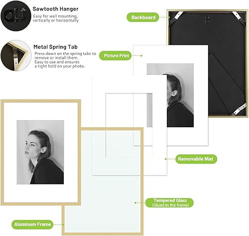 Vista 86 de Golden State Art - Portarretratos de aluminio de 18 x 24 pulgadas - con paspartú para fotos de 16 x 20 pulgadas o sin paspartú para póster de 18 x