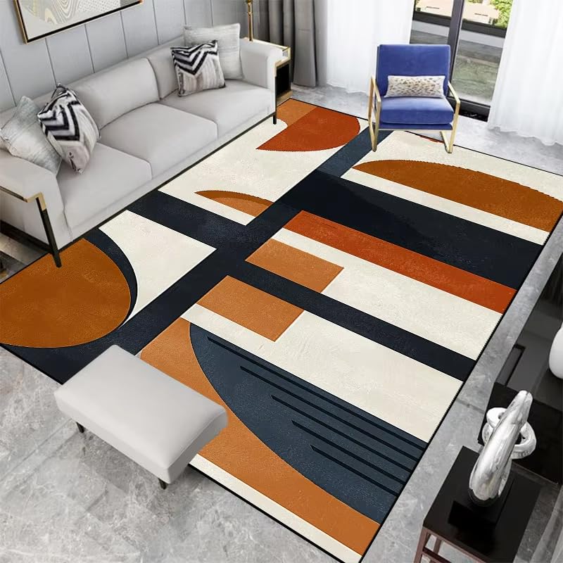Tapis de cuisine 80x150 cm lavable et antidérapant au motif géométrique abstrait retro