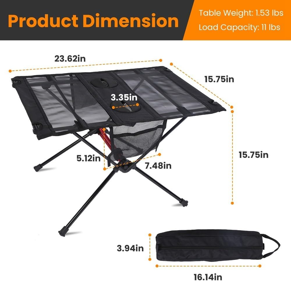 Portable Camping Side Table with Carry Bag for Outdoor Cooking Picnic Beach BBQ