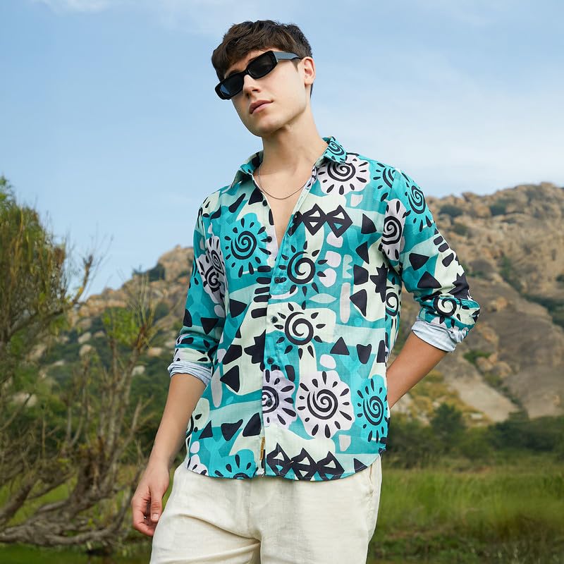 Image of CAHOOT Men's Shirt for Casual Wear | Spread Collar | Long Cuffed Sleeves | Button Closure | Shirt Crafted with Comfort Fit for Everyday Wear