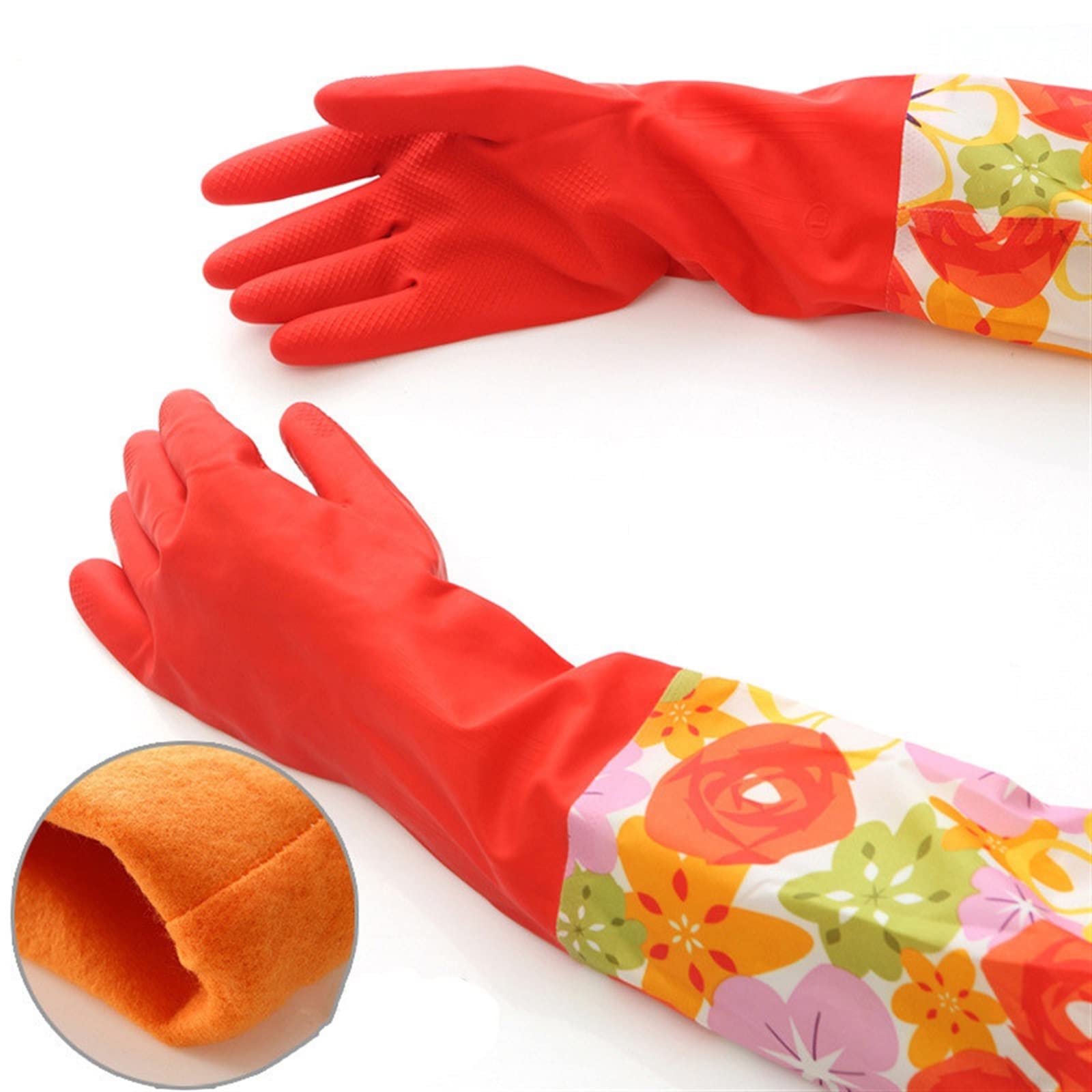 Rękawice robocze gumowe Zimowe rękawice do mycia naczyń Wodoodporna guma lateksowa Gruba pluszowa kuchnia Ubrania Guma Plastik Do prac domowych