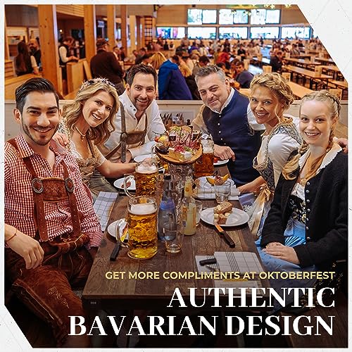 BAVARIA TRACHTEN Lederhosen Men - Genuine Leather Authentic German Lederhosen for Men, Oktoberfest Outfit - Light Brown Knee3