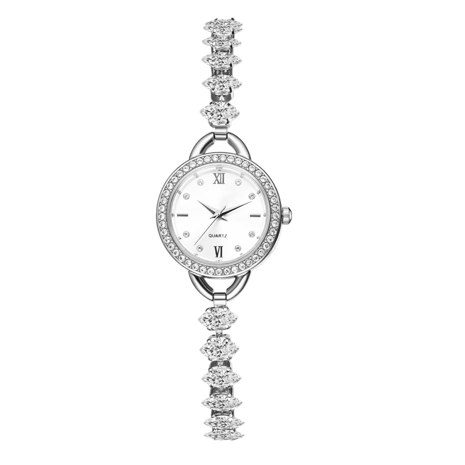 OIDEA Damen Armbanduhr mit Strass Schmale: Weiß Quarz Analog