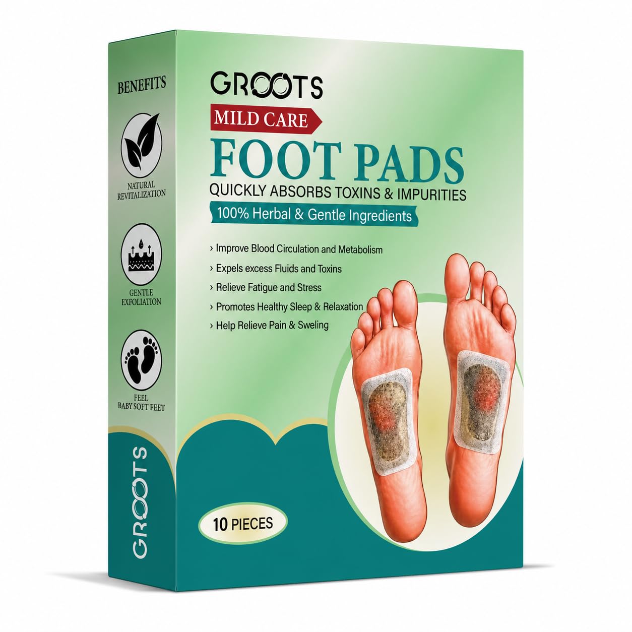 GROOTS Premium Foot pads, Foot Patches Stress Relief Patch Solution, Toxin Remover cleansing , Pain Relief ,Weight Loss Sleep Patch for Detoxification, For Men & Women (1 BOXES = 10 Patches) (pack of 3)