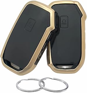 REPROTECTING TPU Rubber Key Fob Cover Compatible with 2019-2023 Kia Cadenza Forte NIRO Rio Seltos Sorento Soul Sportage Stinger Telluride (not for Keys with Eject Buttons (Black/Black)
