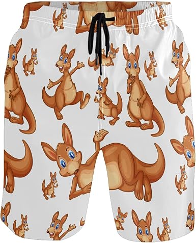 Kangaroo Cartoon Men's Swim Trunks 