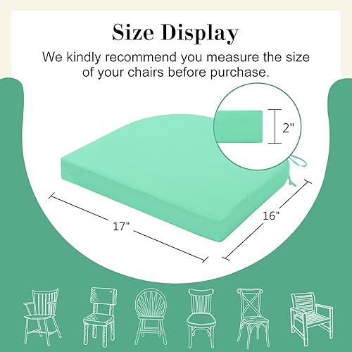 Miniatura 6 de Cozyide Cojines para sillas de exterior, cojines de asiento de patio impermeables con correas ajustables, cojines redondos para sillas de patio para