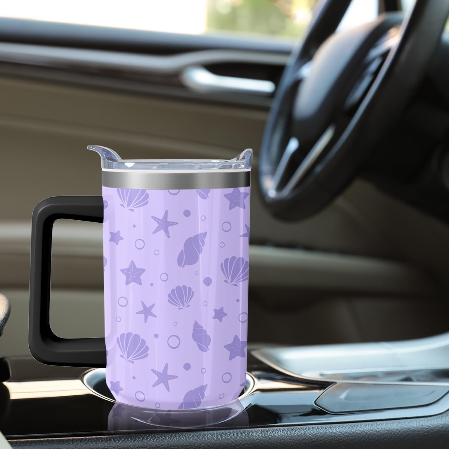 40oz Sea Castle Tumbler | with Handle and Lid and Straw | Shell and Starfish Travel Coffee Mug -Birthday,Christmas Gift - Image 5