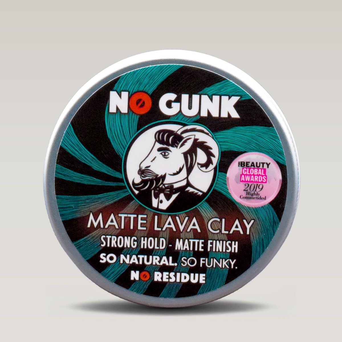 NO GUNK 100% Natural Hair Styling Clay For Men - Strong Hold - Matte Finish - Natural & Organic Ingredients - Matte Lava Clay (Original, 50g)