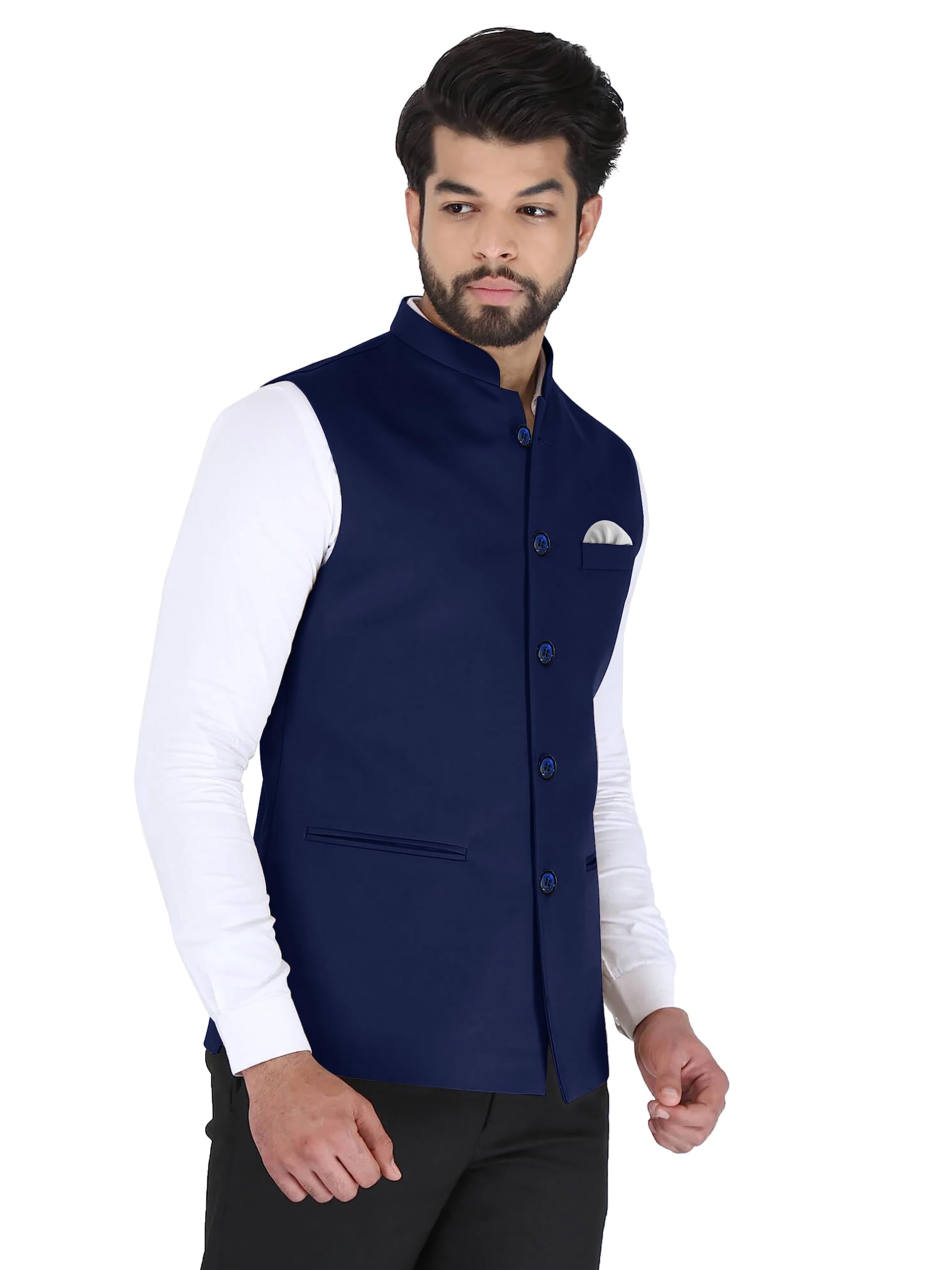 Cotton Blend Nehru Jacket for Men-image-44