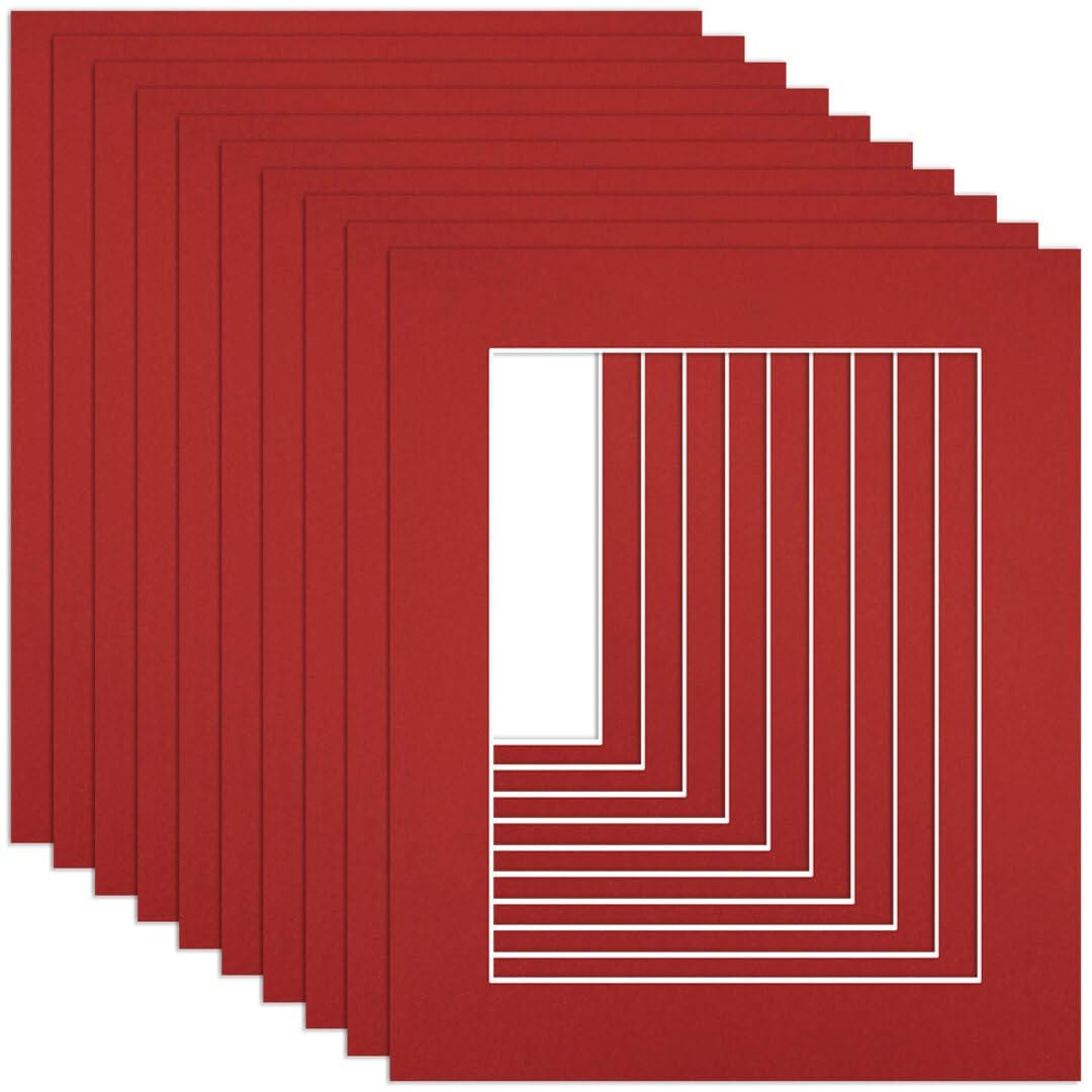 Procut Global 12x10" Crimson Picture Mounts to Fit 9x7" Aperture - Precision Cut Cardboard Photo Mount - Ideal for Frames, Prints, Artwork & Certificates - Sizes & Colours Available - 10 Pack — image 1
