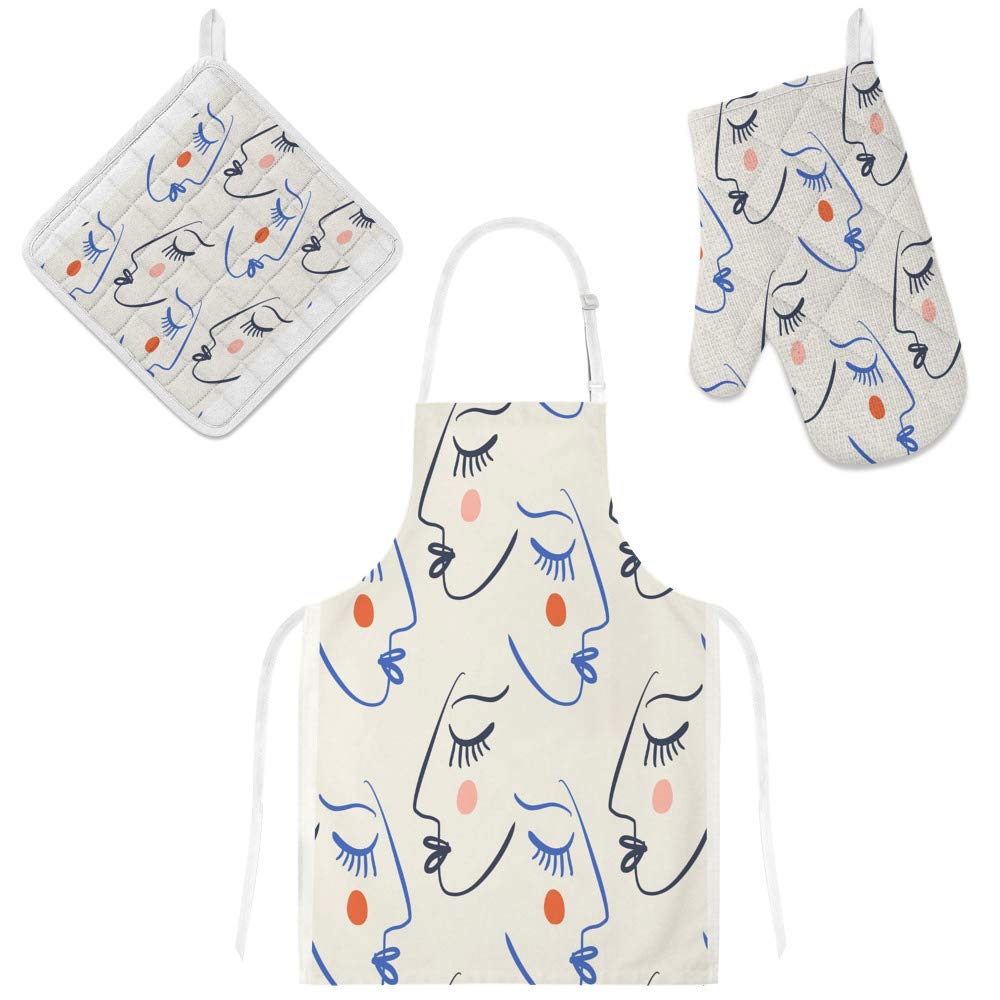 Tablier de cuisine avec poches étanche et gant de four micro-ondes | Set cuisson