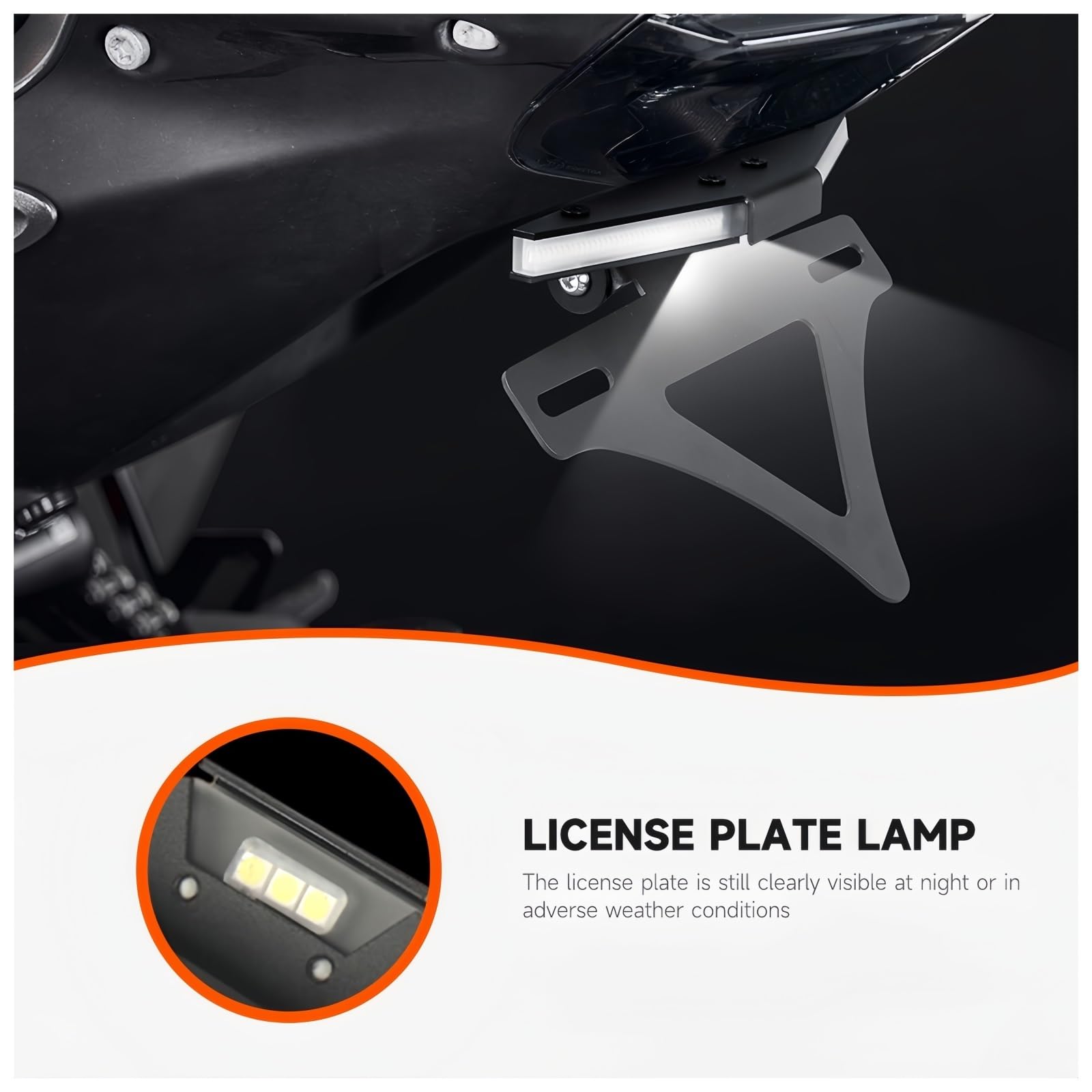 Soporte de Placa de matrícula de Montaje Central p Portamatrículas de Motocicleta Integrado para luz señal Trasera Corta para 1290 Duke 2023