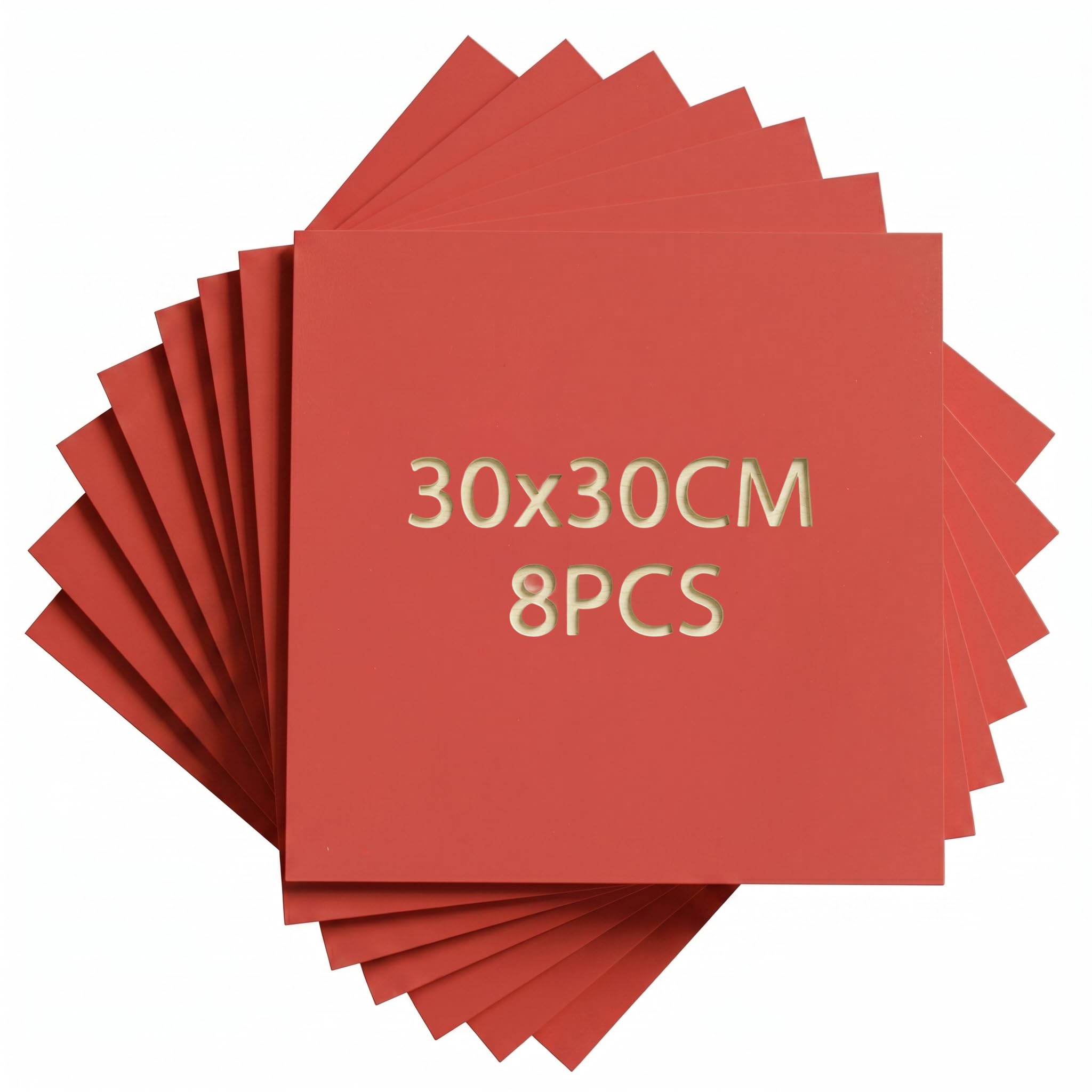 SCULPFUN 8Pcs Red Plywood Sheets 300x300x3mm Coloured Basswood Board Paint-Free Craft Wood for Cutting and Engraving Pre-Colored Wooden Material for DIY Gifts Model Making