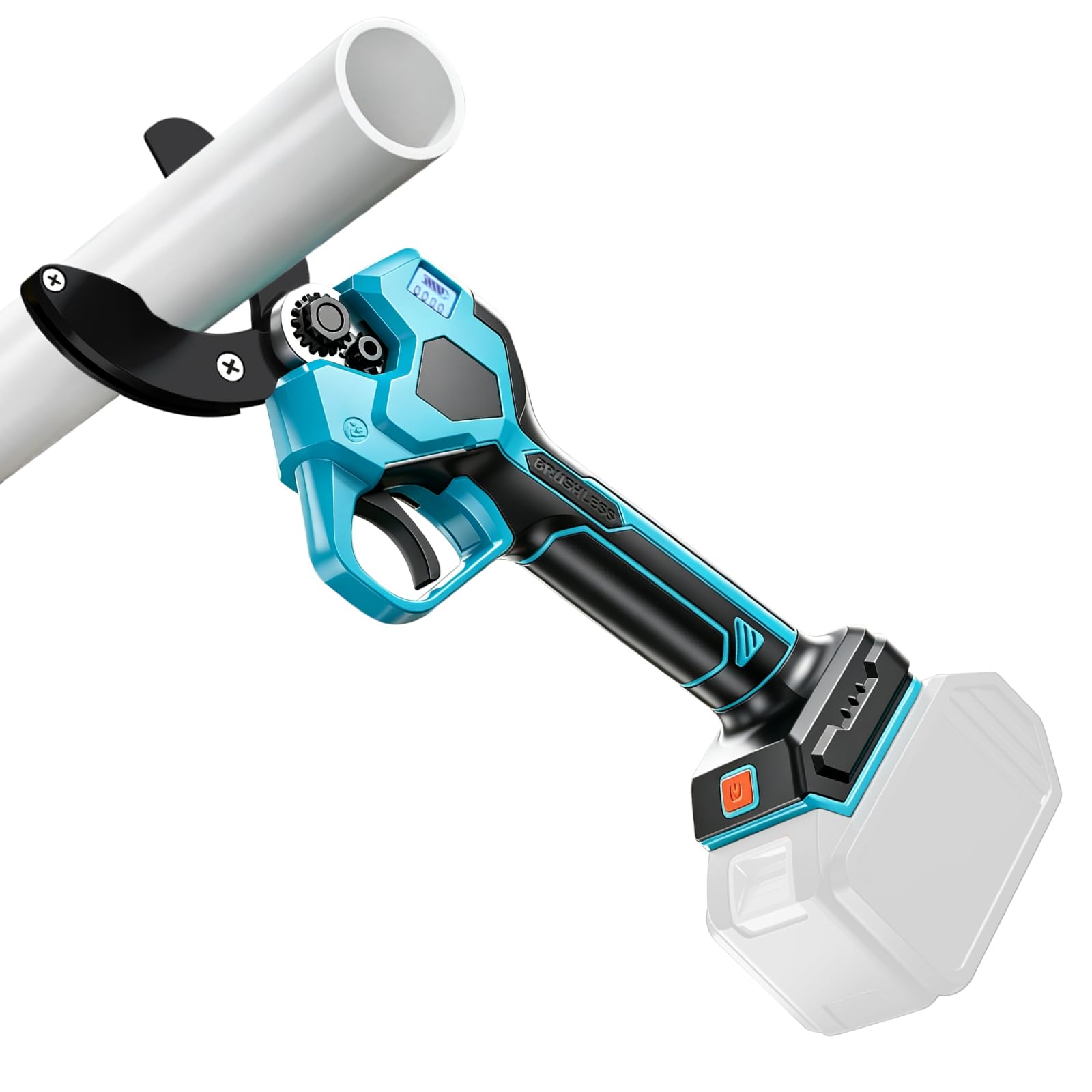 Cortatubos inalámbrico – motor sin escobillas de 600 W, apertura máxima de 7 cm, 2 niveles ajustables (3,2 cm/5 cm), compatible con batería Makita, pantalla digital para contador y nivel de batería