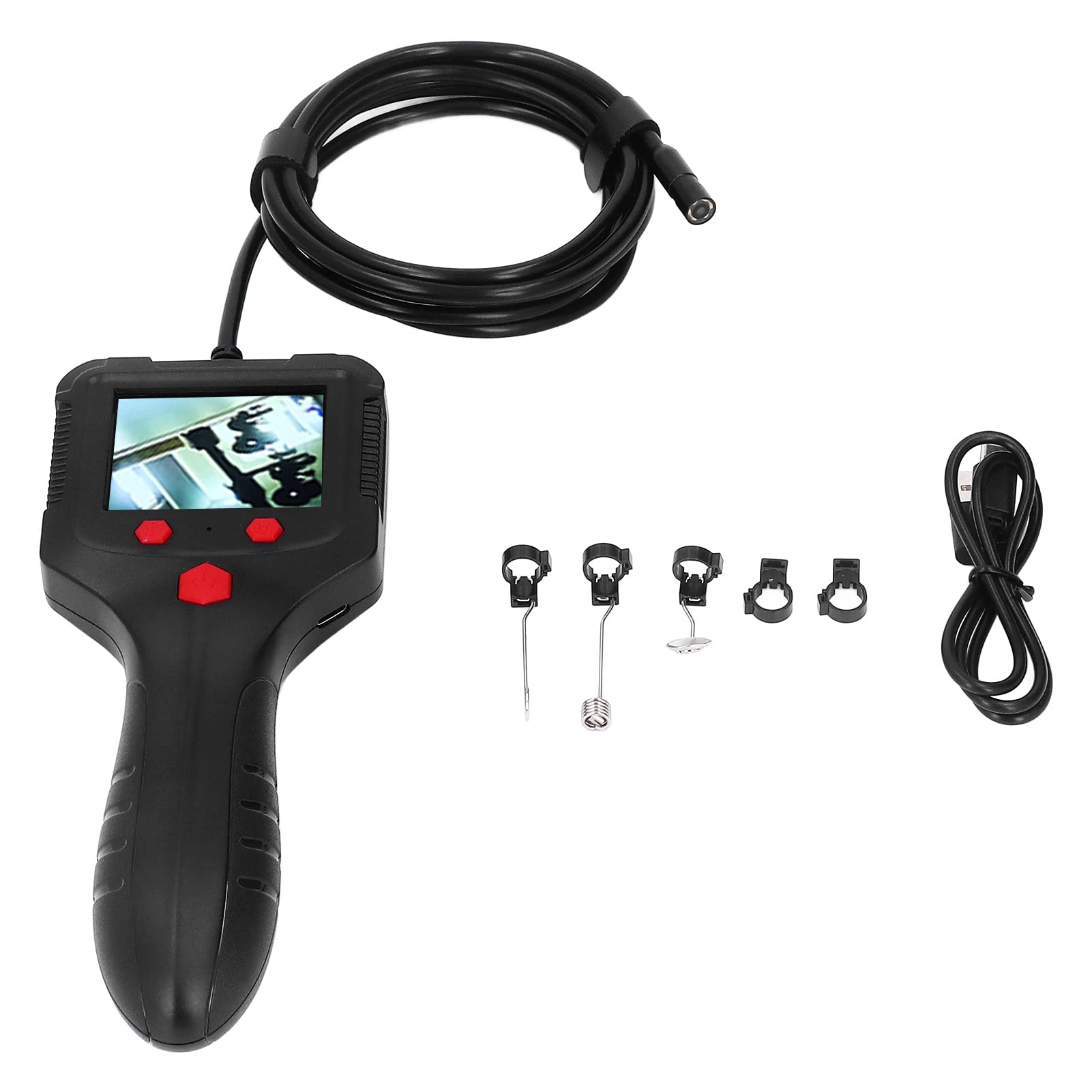 Respicefinem Handheld Pipe 25×13×7 Handheld Endoscope 2.4In IPS LCD Screen Lens Flexible Cable Portable Pipe Inspection Camera with Light 5V