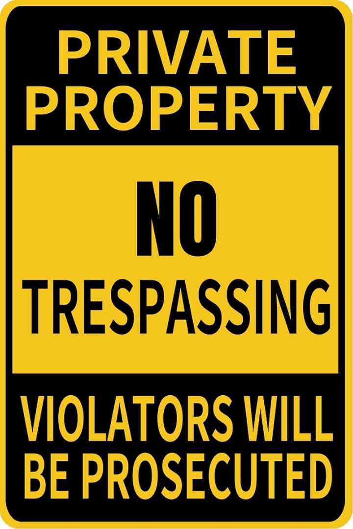 Private Property No Trespassing Violators Wil Be Prosecuted Vintage Retro Funny Wall Décor for Home Washroom Cafe Pub Bar Office Store 8x12 Inches