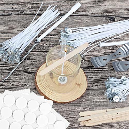 Candle Wicks Kit,100 Candle Wicks, Wick Stickers, Wick Holders And Candle Making Metal Labels For Candle Making Supplies (8 Inch) #TOP4