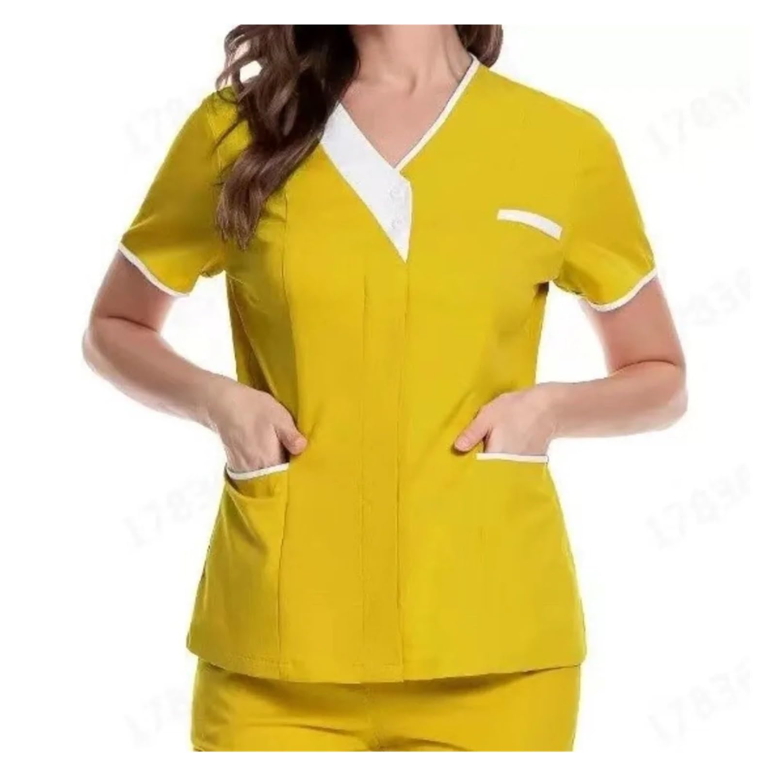 Kasacks Damen Pflege Krankenhaus-Oberteile for Händewaschen, Reine Baumwolle, Arbeitskleidung for Krankenpfleger, Oberteile, Kellneruniform, Arbeitskleidung(Green,L)