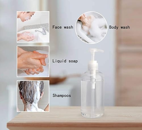 Miniatura 4 de Dedoot - Dispensador de botellas con bomba de 10 onzas, dispensador de botellas vacías transparentes para champú, loción y jabón de lavado