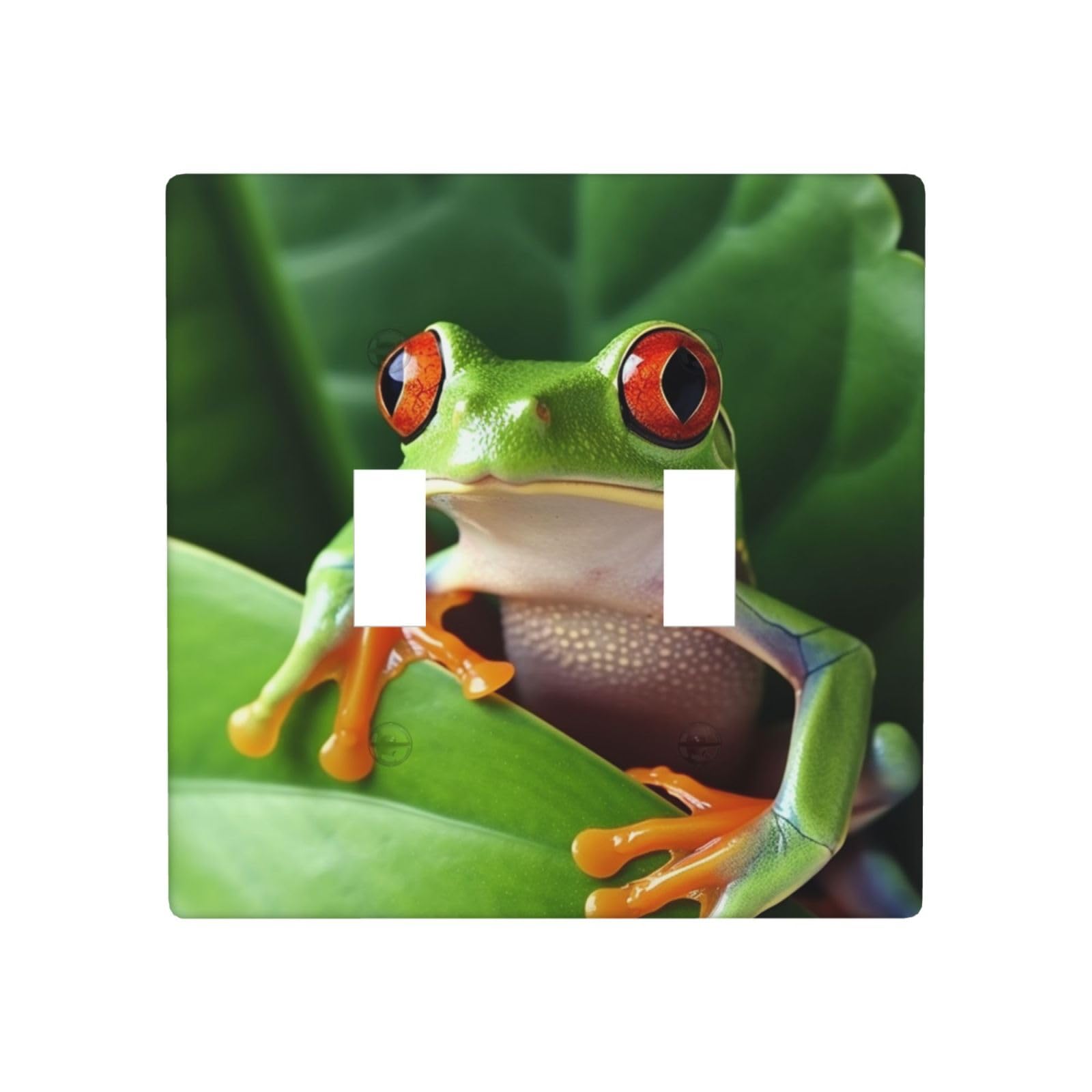 2-Gang Decorator Wall Plate Cute Frog Light Switch Cover Double Toggle Receptacle Wall Plate Standard Size 4.5" x 4.5" Wallplate Unbreakable Polycarbonate Outlet Faceplates Covers