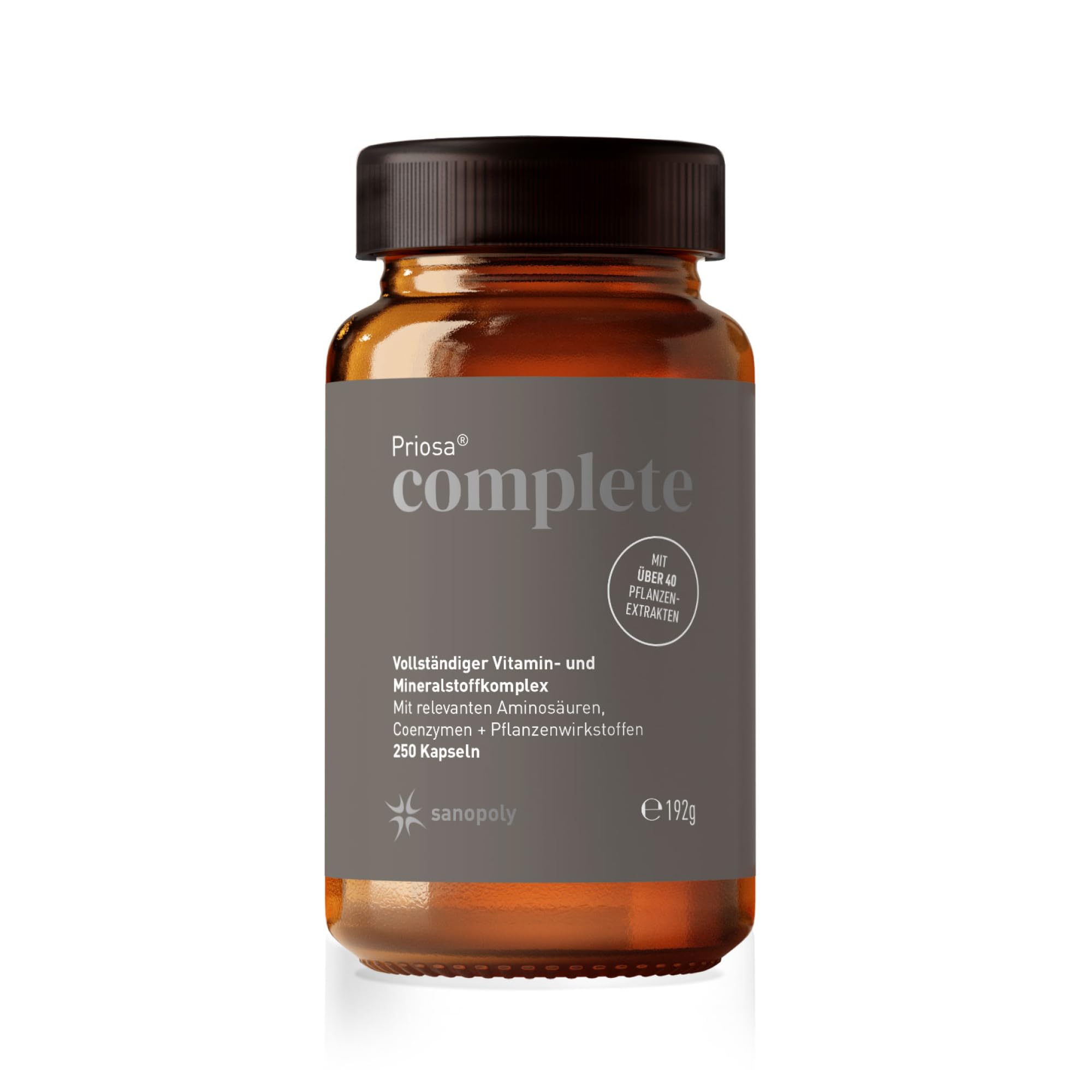 Priosa® complete 250 Multivitamin Kapseln I Unterstützt Energiestoffwechsel, Immunsystem und geistige Leistung I 42 Pflanzenextrakten, 16 Aminosäuren, 13 Mineralien & 13 Vitaminen | vegan