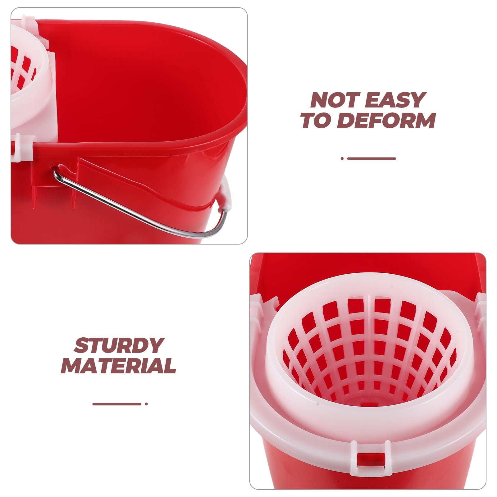 Secchio Lavapavimenti Rosso in Plastica per Mop Tondo | Compatibilità Multiuso, Design che Riduce la Fatica, per Pulizie su Larga Scala e Uso Igienico Professionale
