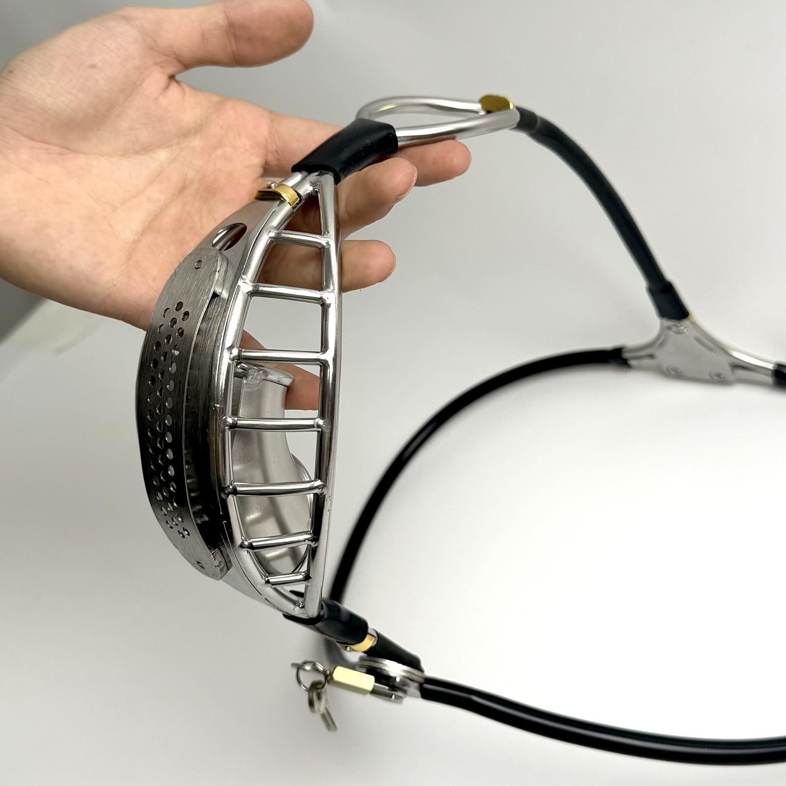 Ceinture de chasteté en acier inoxydable pour hommes cage noire 60-90cm YILUQIFLY jouet sexuel BDSM