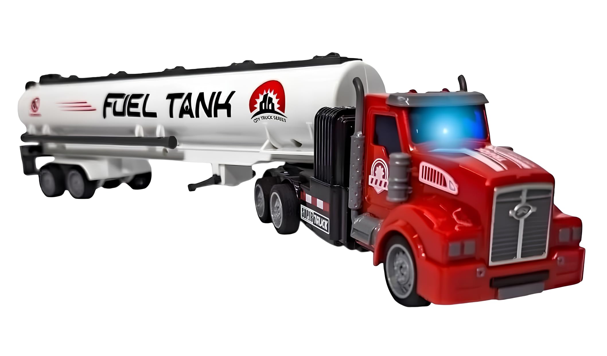 Camión teledirigido para niños con luces Led Camión teledirigido RC con Remolque Tanque Puerta Contenedor Battery Pack Carga USB Tir Camión Articulado Transporte Motriz Sujeto aleatorio (a)