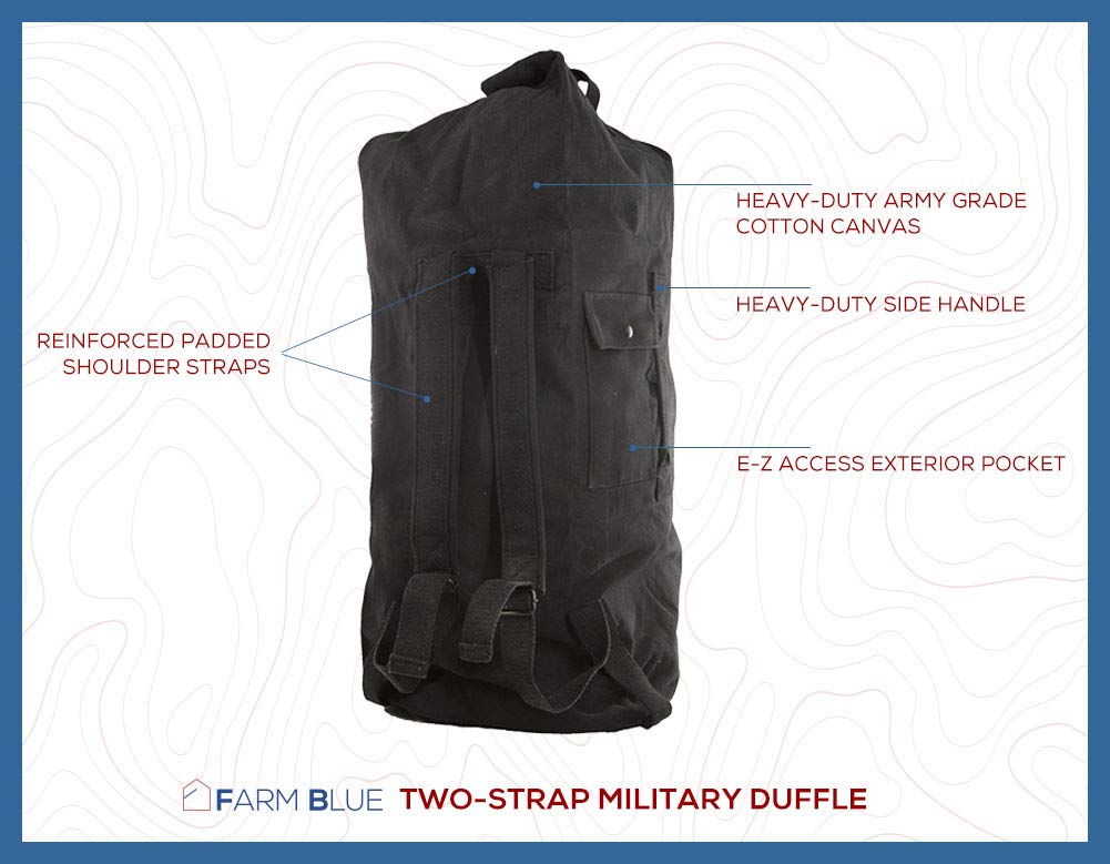 Farm Blue 2 Strap Top Load Duffle Bag Extra Large Military Duffel Bag