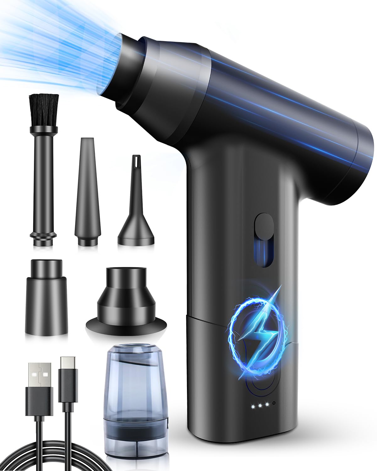 Cordless Electric Air Duster for Computer: 110000RPM Rechargeable Air Blower for Keyboard,Car,Outdoors - Compressed Air Dusters