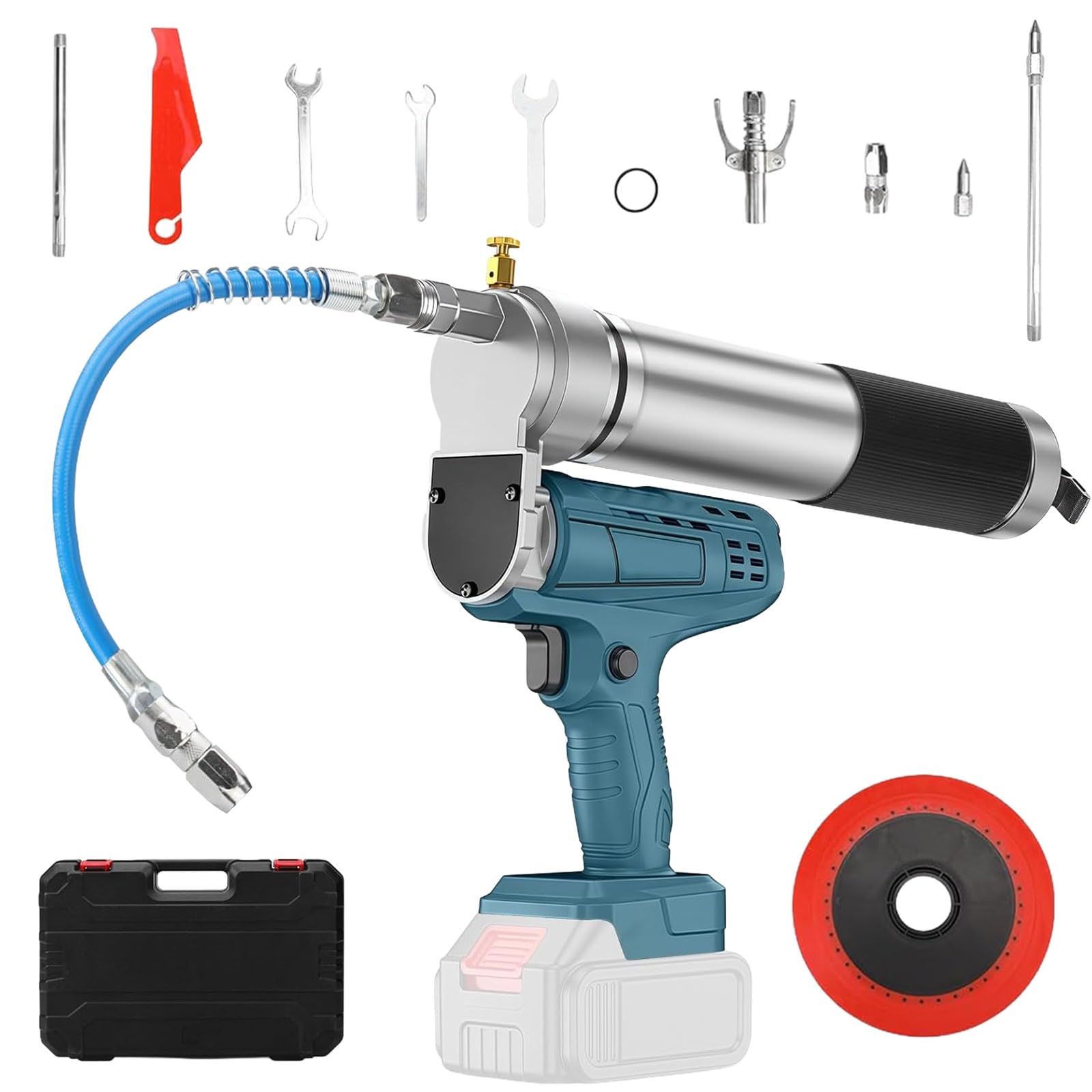 Pistola engrasadora con batería Makita de 18 V, 12000 PSI, 150 g/min | prensa de engrase eléctrica inalámbrica de alta presión, prensa de engrase manual para vehículos, máquinas (sin batería)