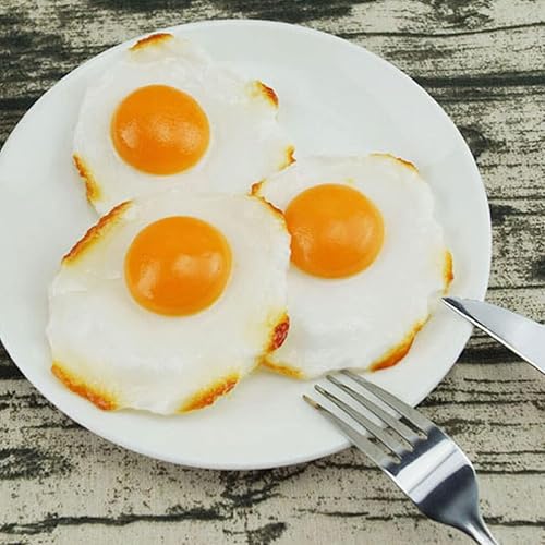 Miniatura 8 de PACKOVE 4 piezas de huevo frito decoración de huevo frito artificial modelo de huevo frito falso huevo frito simulación comida artificial decoración