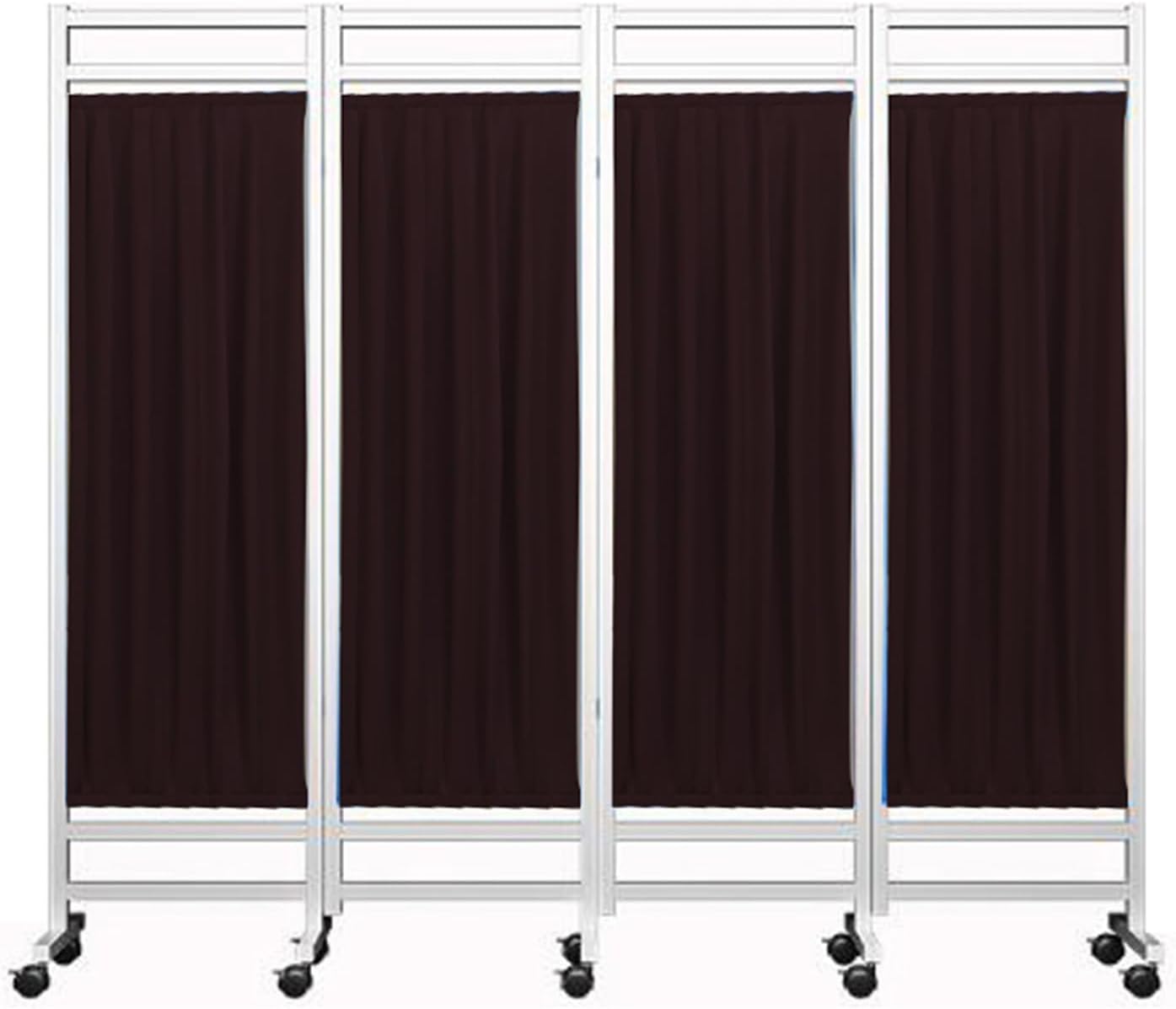 4 Panel Room Divider with Lockable Wheels, Removable Nylon Silk Fabric Privacy Screen, Folding Partition for Medical Use in Hospitals & Clinics (Color 5)