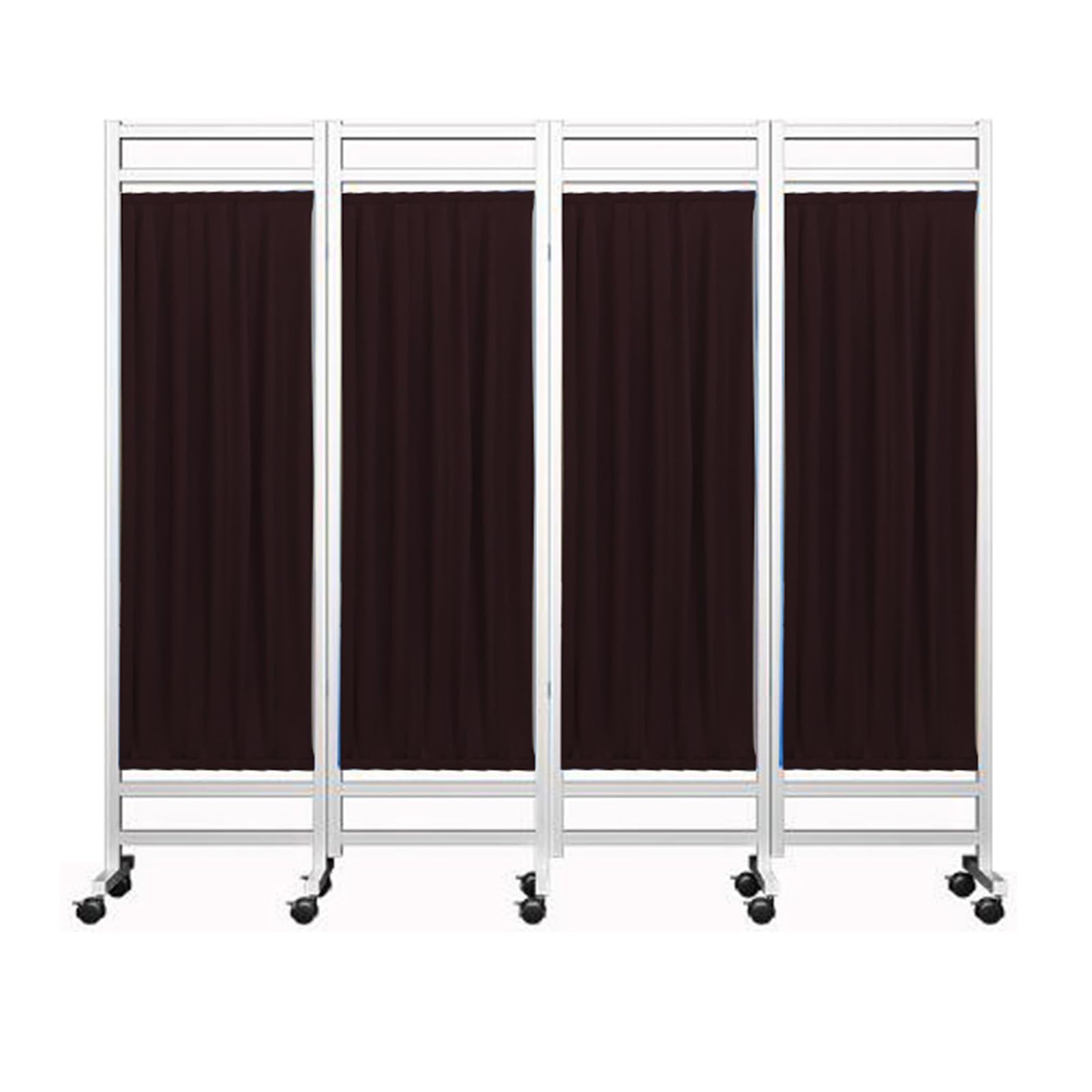 Paravent médical pliable à roulettes 4 panneaux marron 1,8 m
