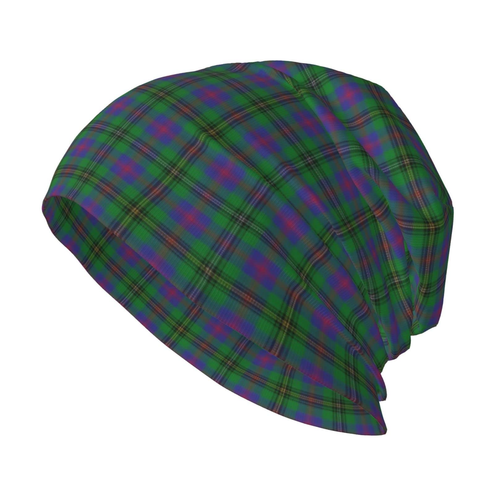 Oudrspo Unisex Beanie Hat Clan Wood Scottish Tartan Plaid Warm Slouchy Knit Hat Headwear Gift for Adult