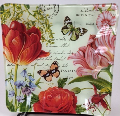 SMALL SQUARE CAKE DESSERT BUTTERFLY PLATE PLATTER (1)