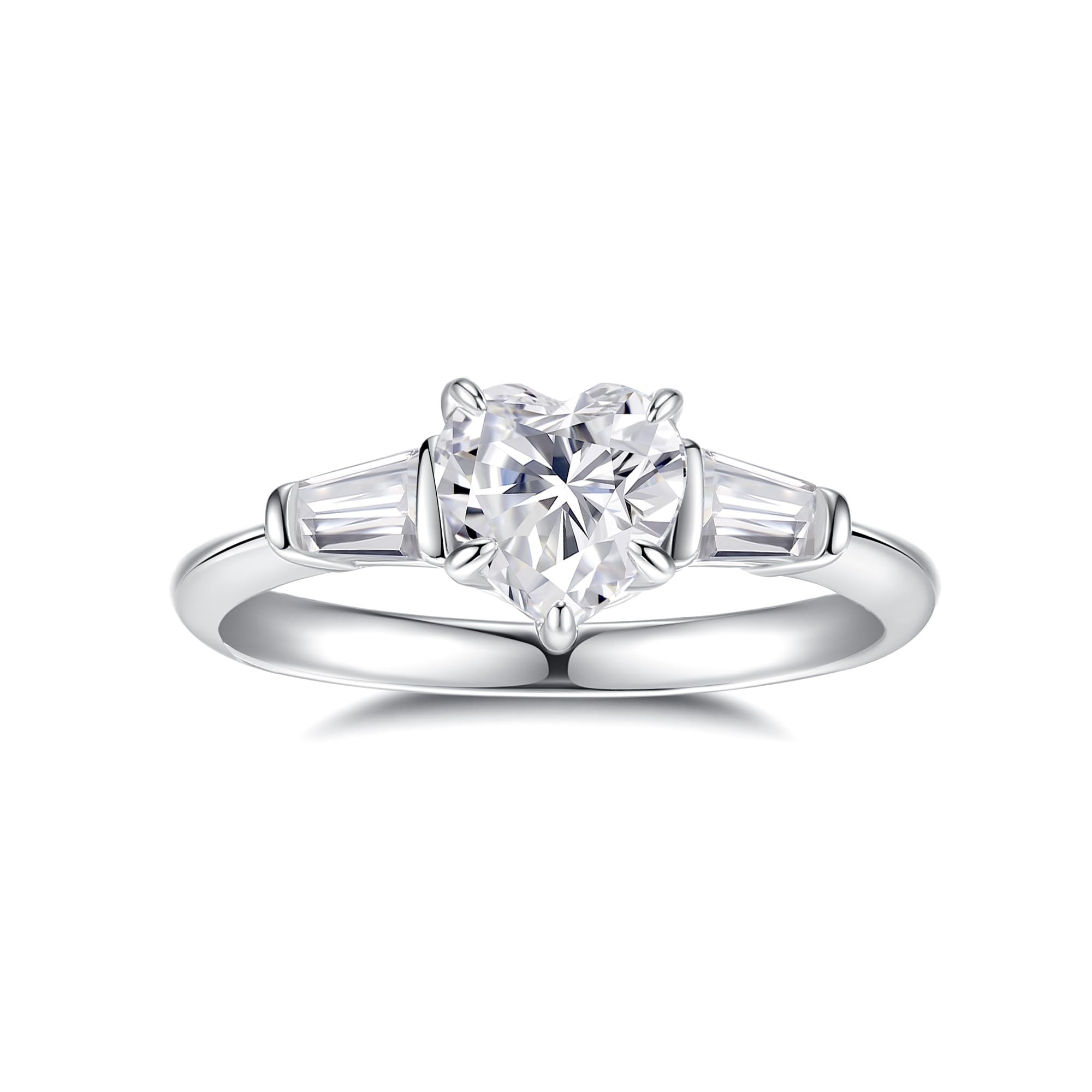CACESTONE Solitaire Engagement Rings 1ct Moissanite Ring for Women, 6.5MM Heart Shape, D Color VVS1 Simulated Diamond Wedding Promise Proposal Ring