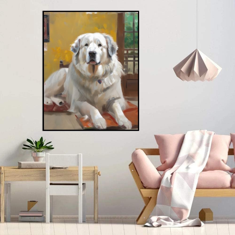 Kit De Peinture Diamant 5D Pour Adultes - Motif Chien Des Pyrénées