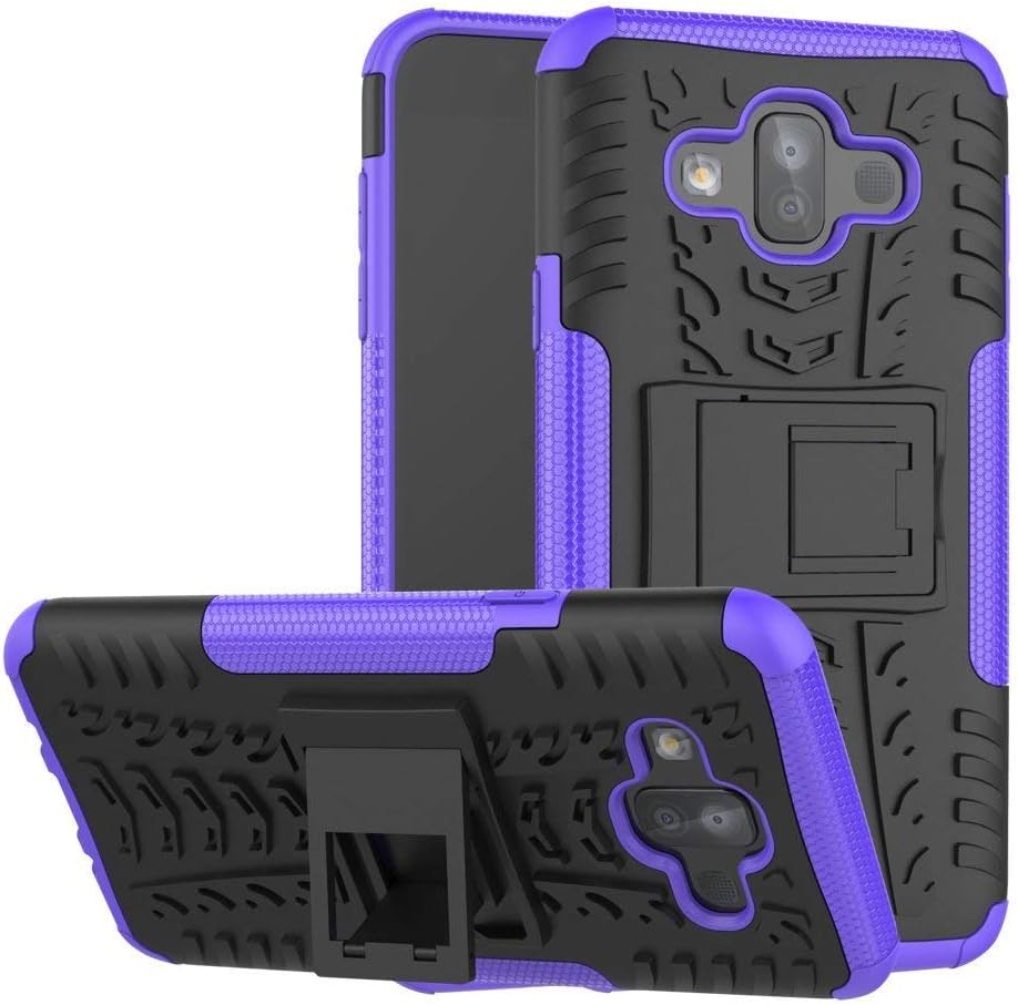 Galaxy J7 Duo Case, Boythink Double-Layer Hybrid Shock Resistant Armor with Kickstand Full-Body Protective Case Cover for Samsung Galaxy J7 Duo 2018 (Purple)