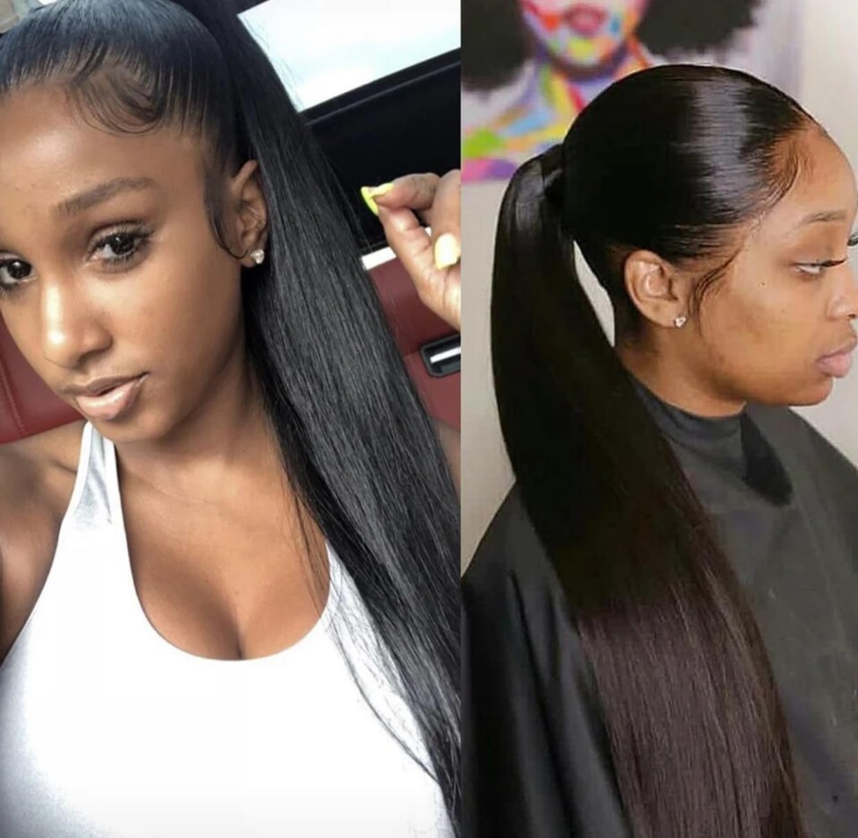 Premium quality Straight Drawstring Ponytail Hair Extension, 24 inches, Natural Synthetic Hair
