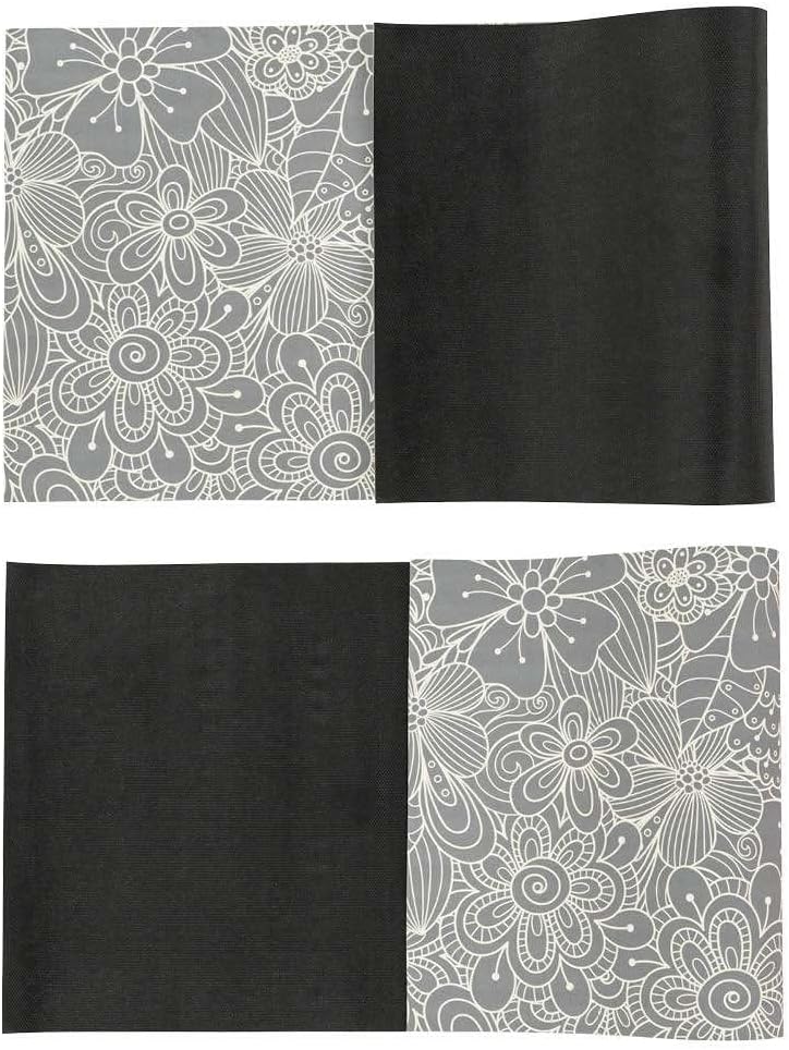 Benissimo-Multy Mats, 24” x 62” Ultra-Thin (1/10 Inch) Kitchen Mat Rubber Backing, Waterproof, Low Profile, Durable & Non Slip, Indoor Floor Mat for Entry, Patio, Busy Areas, Gray Floral Line Doodle