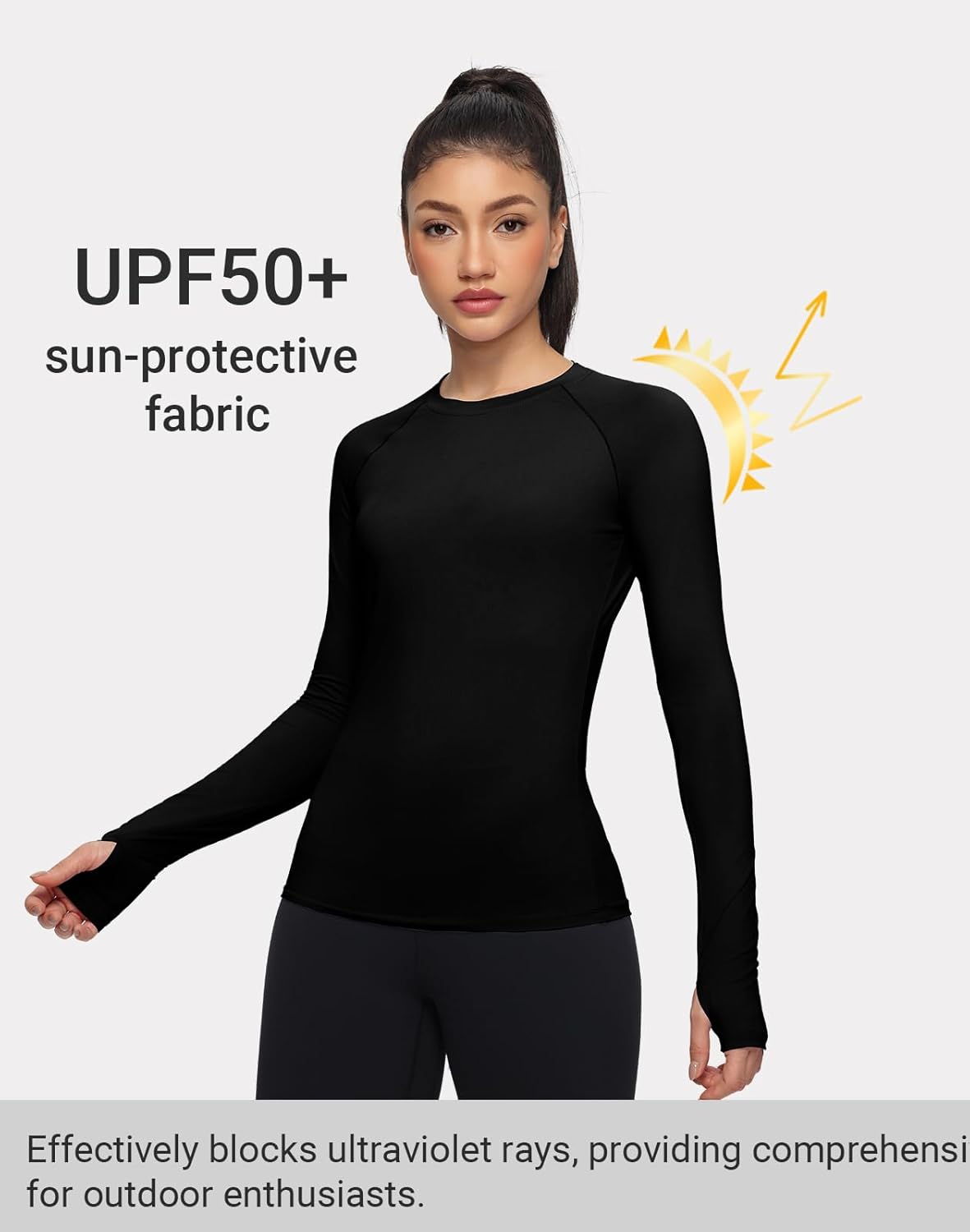 YEL Women Compression Shirts with Thumb Hole Long Sleeve Workout Undershirts Base Layer Yoga Athletic Running Tops - Image 5