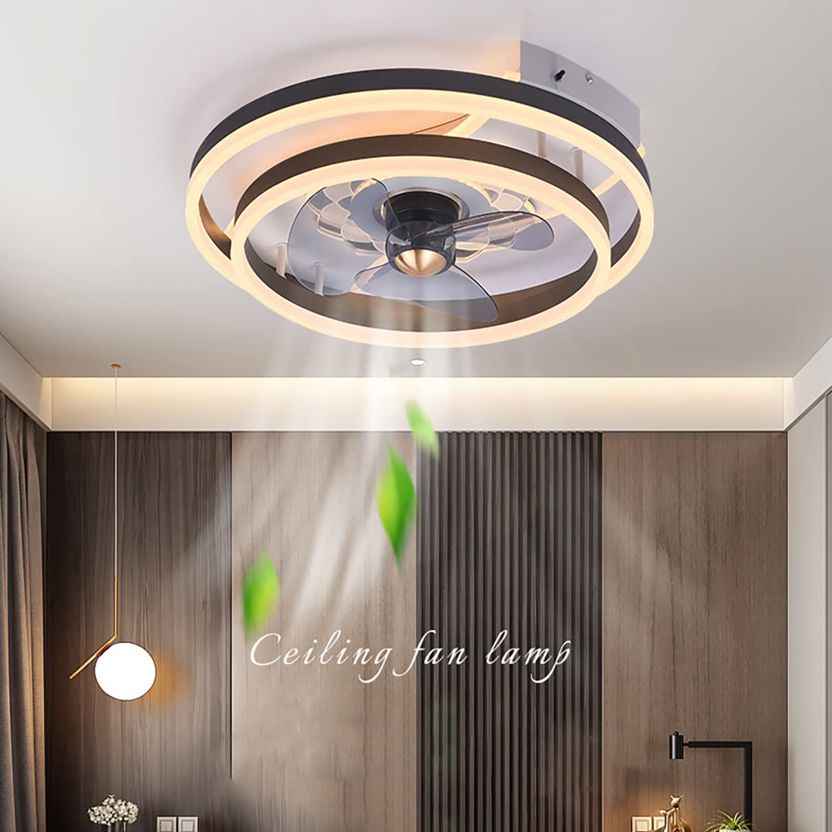 FAXIOAWA Ventilatore da soffitto a LED con Luce silenziosa Ventilatore da soffitto con Telecomando velocità del Vento Regolabile a 6 velocità 3 Colori modificabili per Soggiorno Camera da Letto