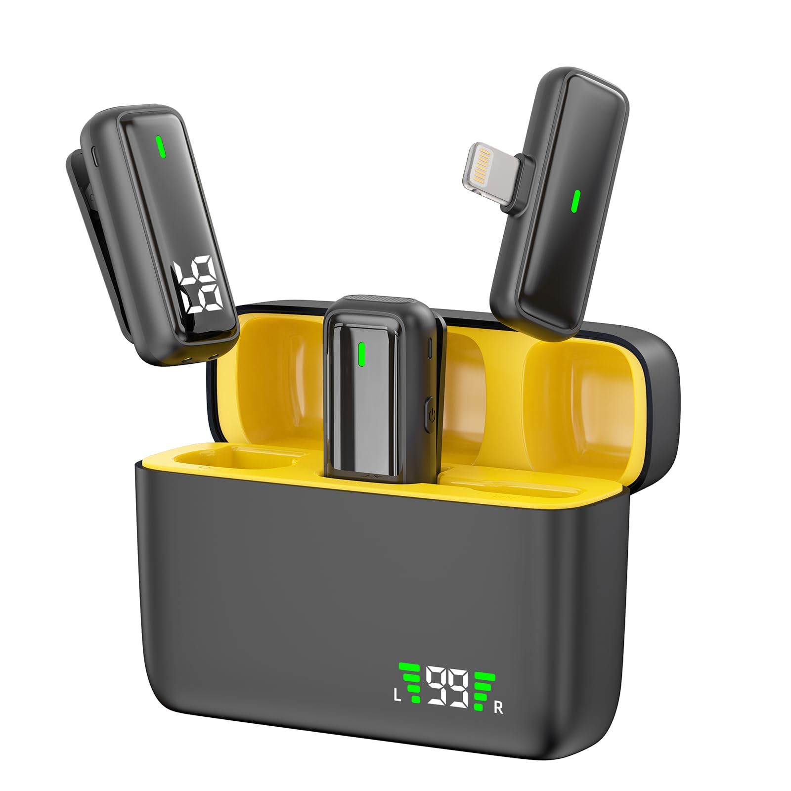 TXTUNE Wireless Lavalier Lapel Microphone for iPhone 14/13/12/11 - Noise Canceling Lav Mic Clip On Microphones for iPad Video Recording Vlogging - 24H