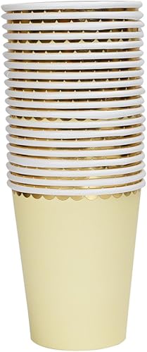 Miniatura 7 de Vasos de papel dorados y amarillos, vasos de papel desechables de lámina dorada brillante de 9 onzas para bodas, fiestas, cócteles y cenas de