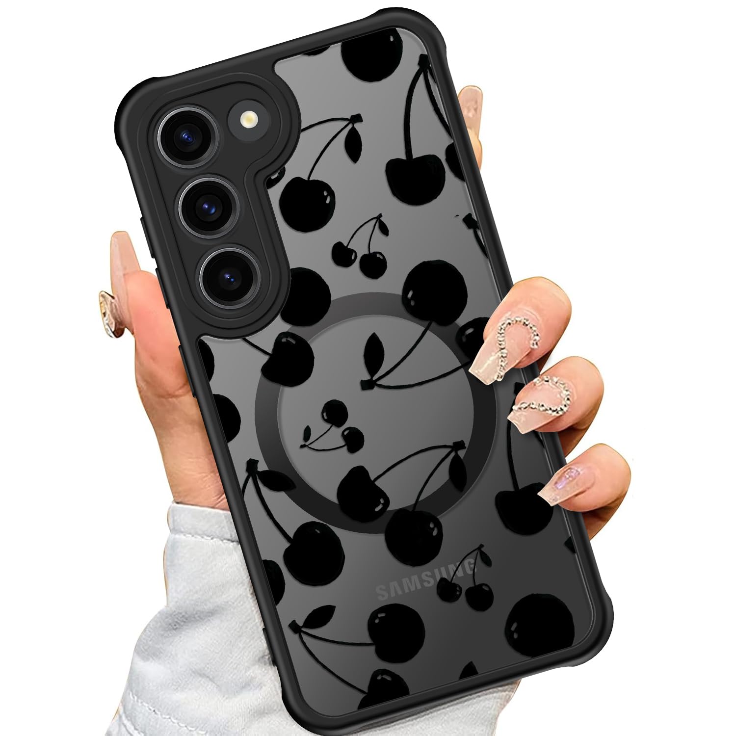 SEXYMOM Magnetic for Samsung Galaxy S23 Case - Wireless Charging Compatible,Cute Floral Design for Women and Girls,Slim Fit Translucent Matte Phone