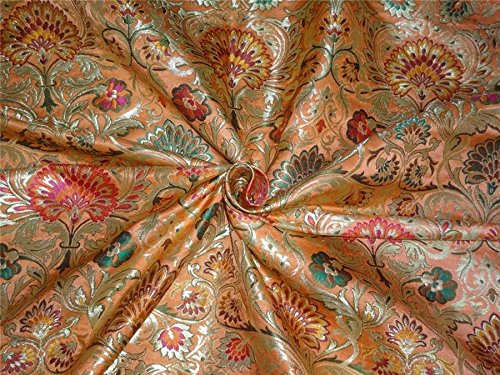 Tissu brocart lourd orange et rose vif Bro560 pour haute couture